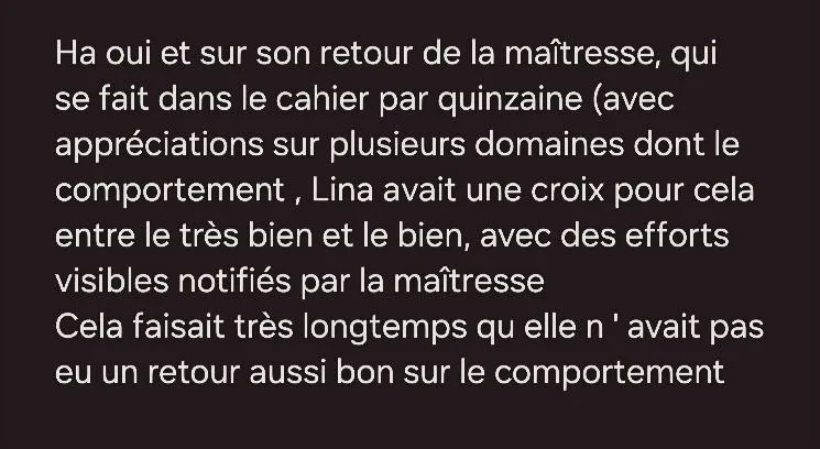 Message d'un parent accompagné par Estelle Olivier — avis n°17