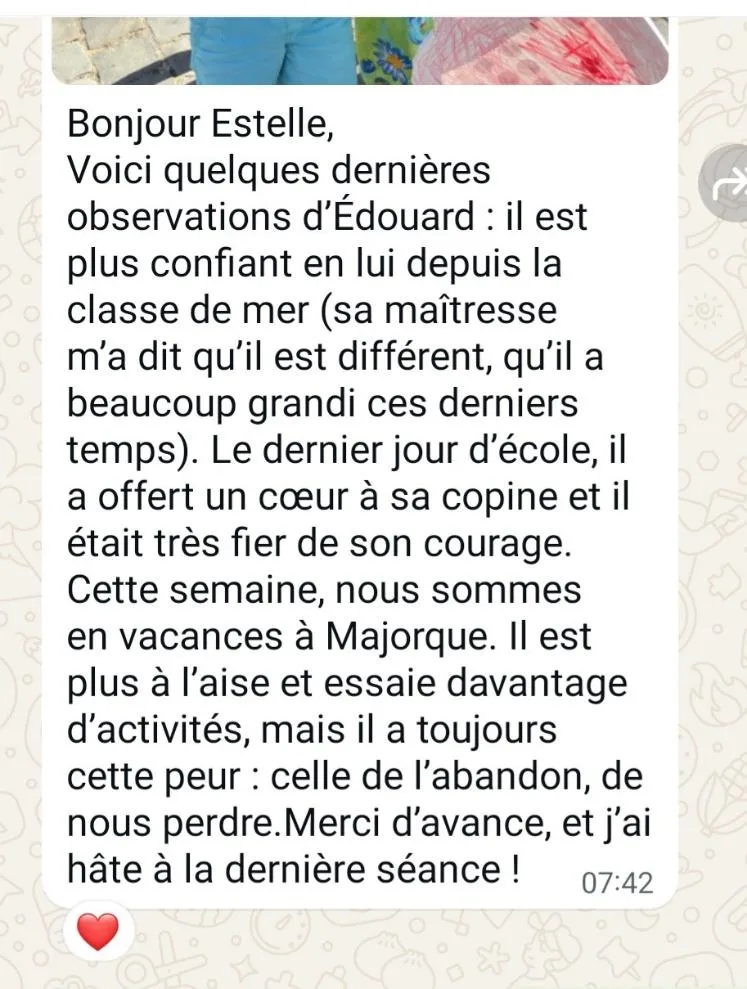 Message d'un parent accompagné par Estelle Olivier — avis n°21