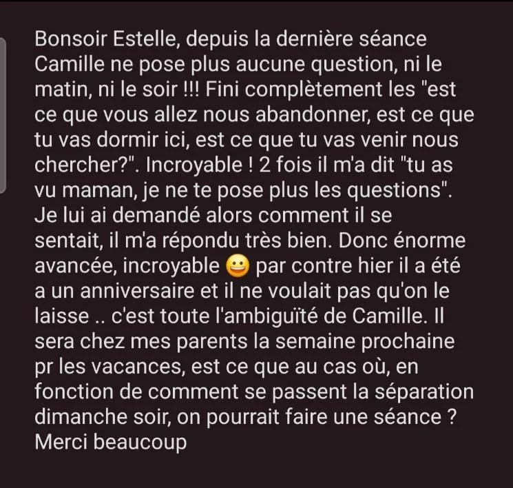 Message d'un parent accompagné par Estelle Olivier — avis n°22