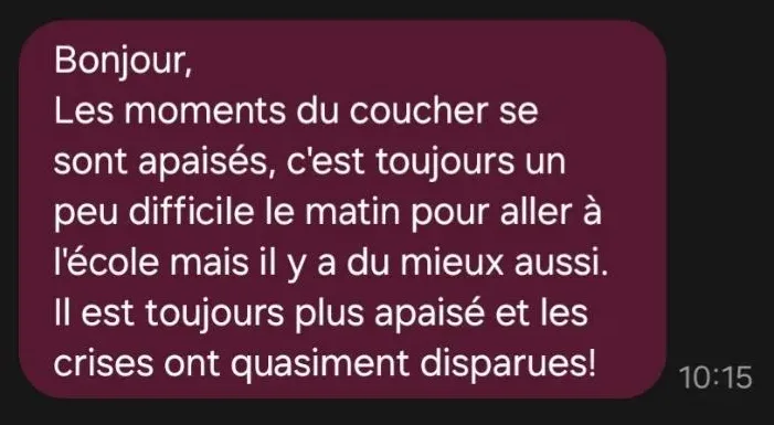 Message d'un parent accompagné par Estelle Olivier — avis n°23