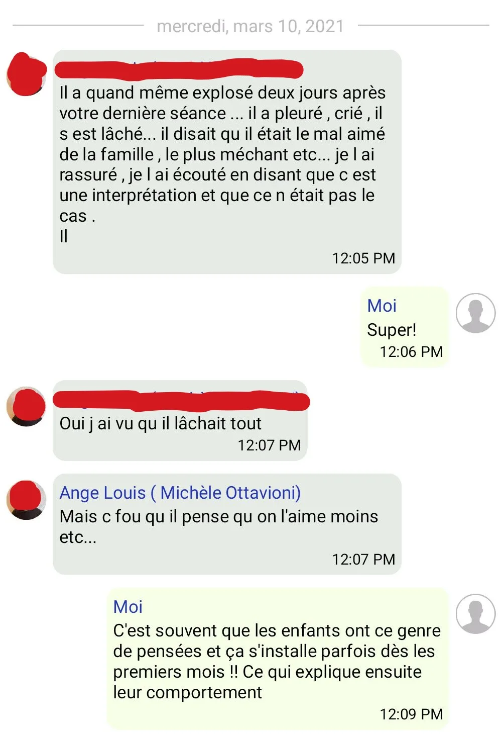 Message d'un parent accompagné par Estelle Olivier — avis n°25