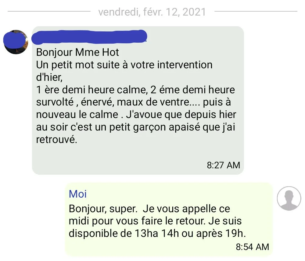 Message d'un parent accompagné par Estelle Olivier — avis n°26