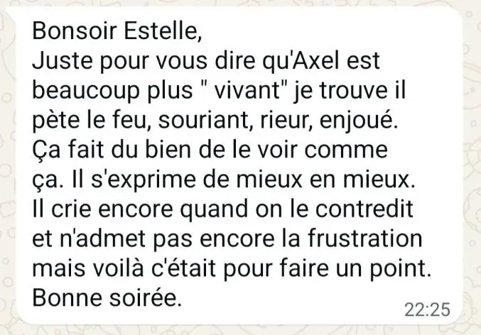 Message d'un parent accompagné par Estelle Olivier — avis n°3