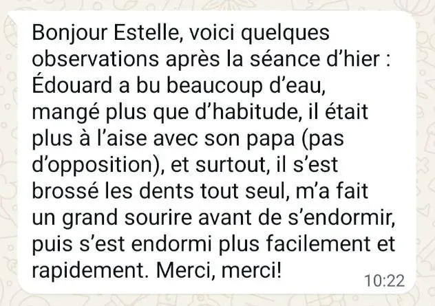Message d'un parent accompagné par Estelle Olivier — avis n°4