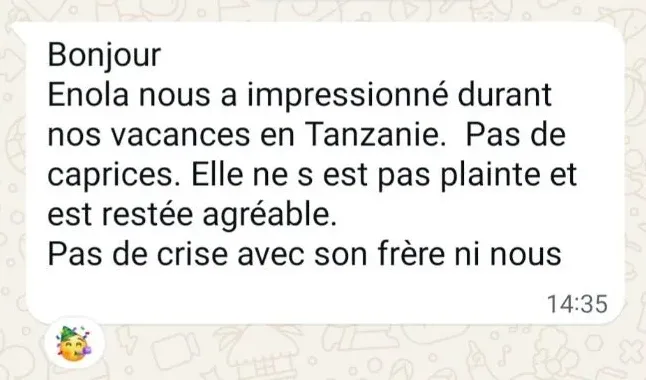Message d'un parent accompagné par Estelle Olivier — avis n°6